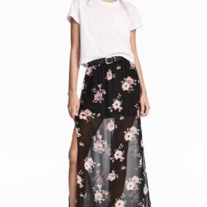 H&M Black Floral Maxi Skirt